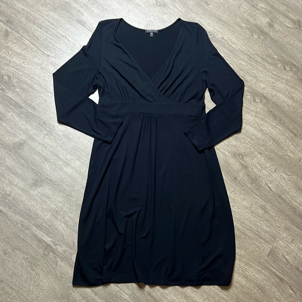 Eileen Fisher Long Sleeve‎ Black V-Neck Dress